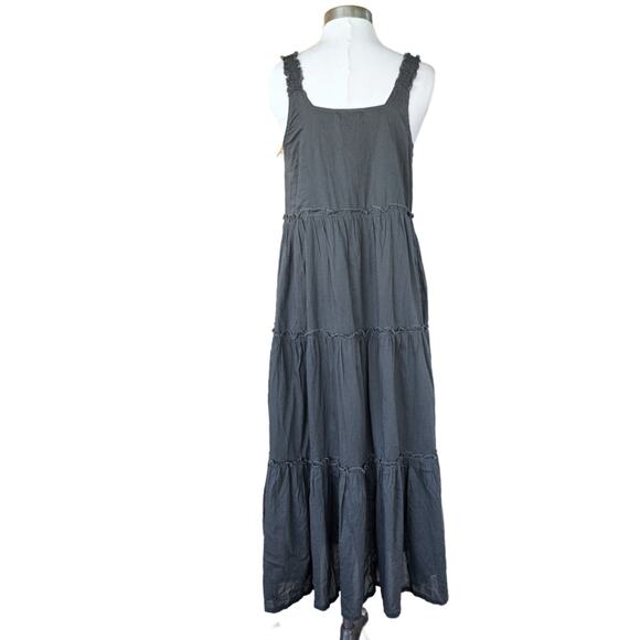 NATURAL LIFE Gray Adele Embroidered Cotton Midi Maxi Dress size Small Boho - Picture 5 of 11